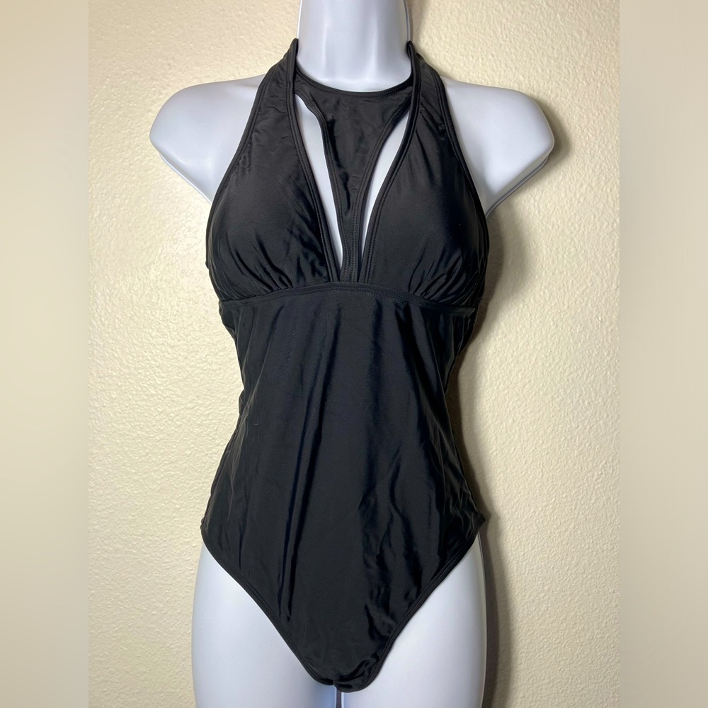 CUPSHE Women's One Piece Swimsuit unique Bathing Suits‎ black swim pool new
